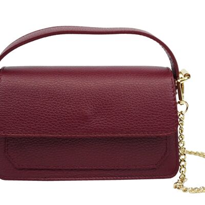 Mini leather handbag Kim Bordeaux
