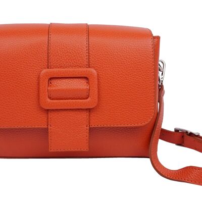 Enola Orange Leather Shoulder Bag