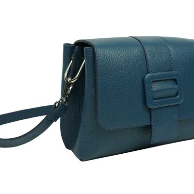 Sac bandoulière en cuir Enola Bleu Jean