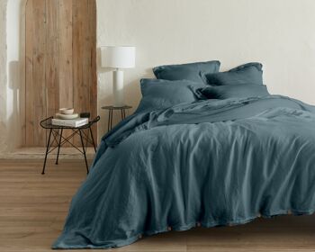 Drap plat - Organic Bleu Mineral 270x300