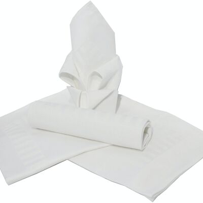Serviette coton - Bande Satin Blanc 45x45