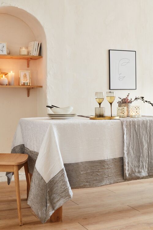 Nappe Taffetas - Athenas Blanc Argent RECT 170x300