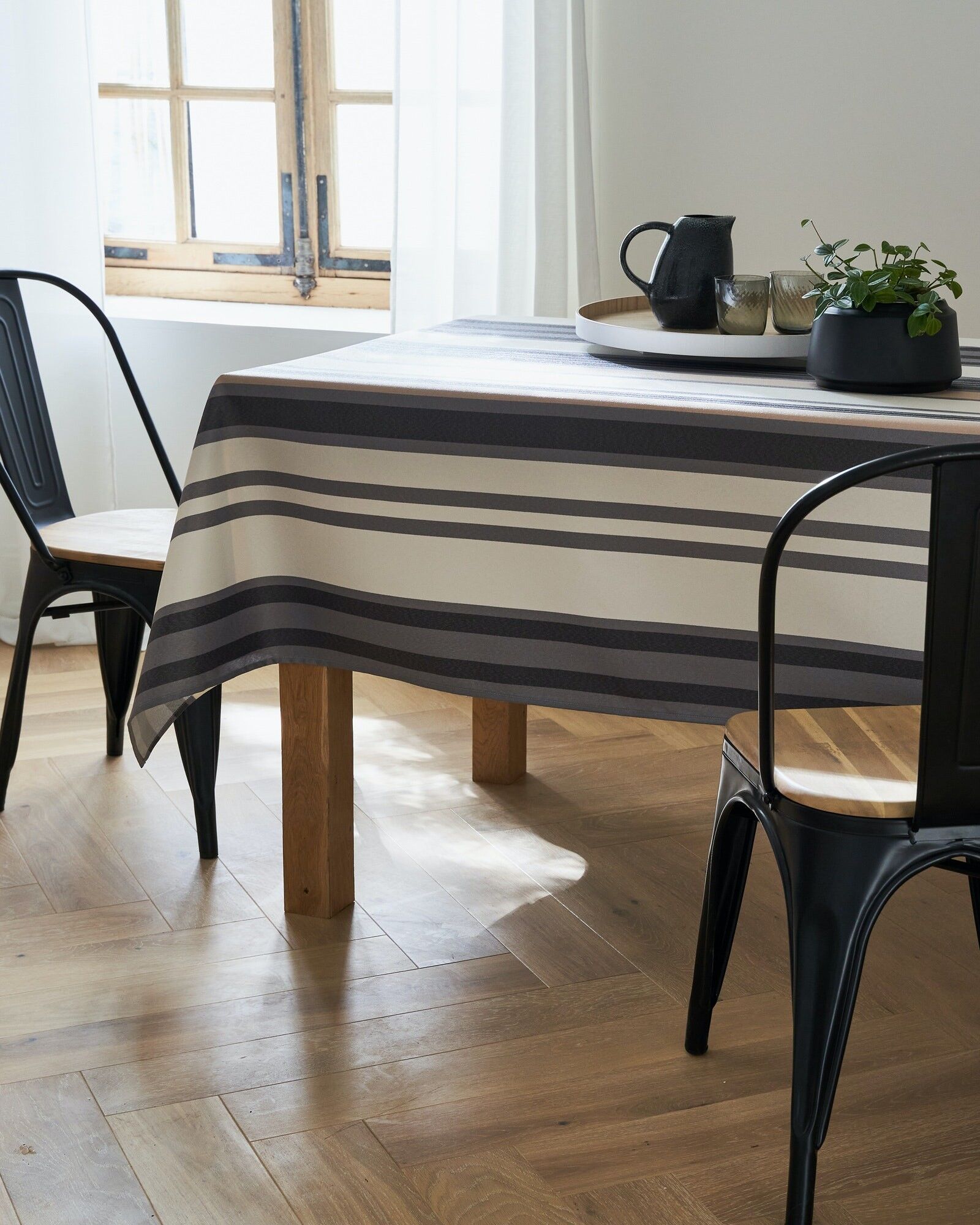 Tovaglia Jacquard spalmata - Tessa Antracite ROTONDO 160