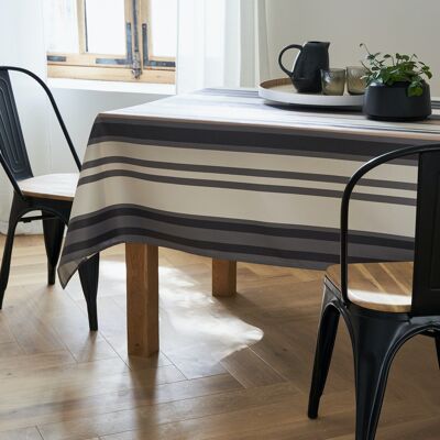 Coated Jacquard tablecloth - Tessa Anthracite ROUND 160