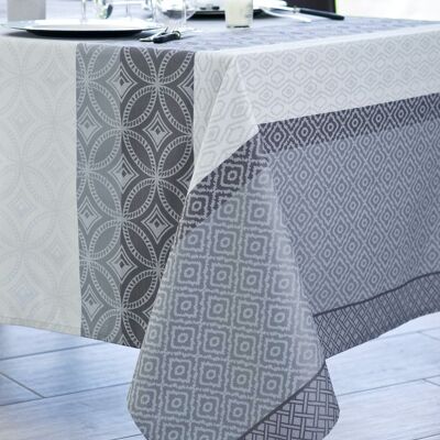 Coated Jacquard tablecloth - Gally Gray ROUND 160