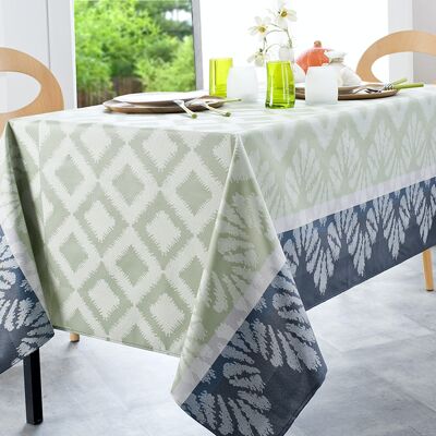 Coated Jacquard tablecloth - Ipanema Celadon RECT 160x200