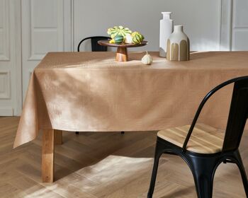 Nappe Damassé enduit - Savane Noisette RECT 160x300