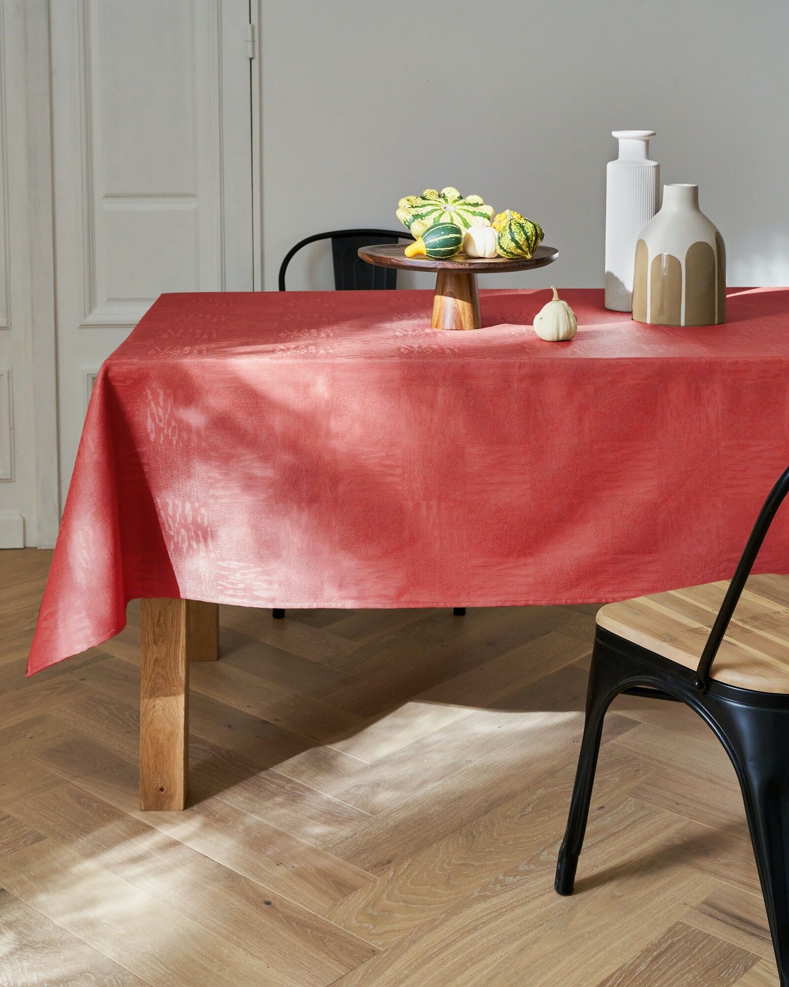 Tovaglia damascata spalmata - Savane Rouge ROUND 160