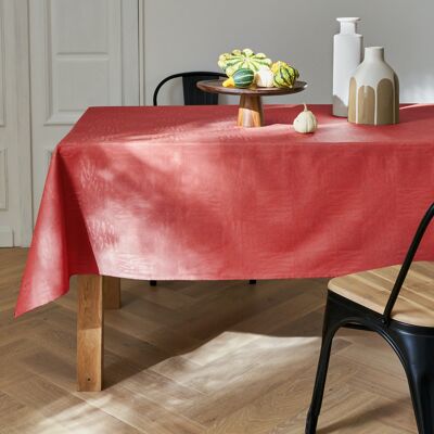 Nappe Damassé enduit - Savane Rouge CARRE 160x160