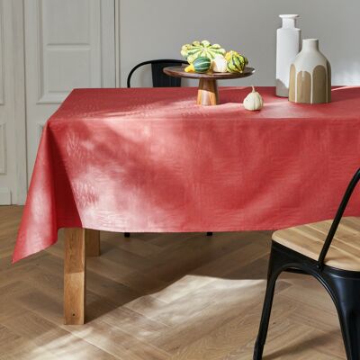 Nappe Damassé enduit - Savane Rouge RECT 160x250