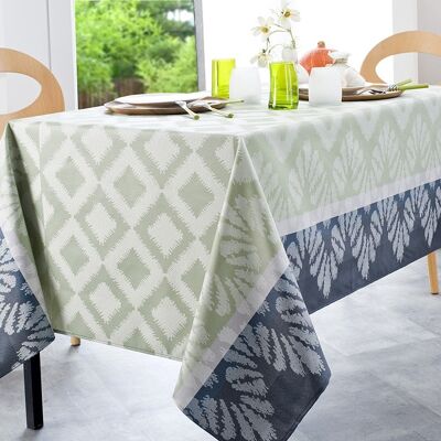 Coated Jacquard tablecloth - Ipanema Celadon RECT 160x350