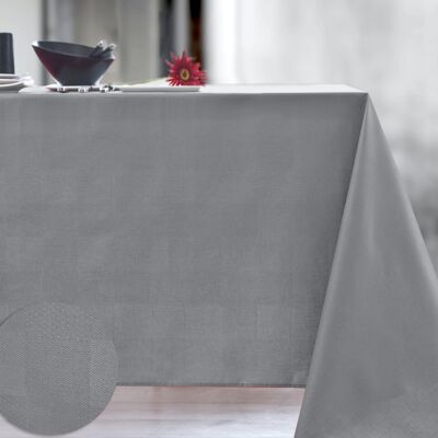 Coated damask tablecloth - Mini tactile Steel RECT 160x300