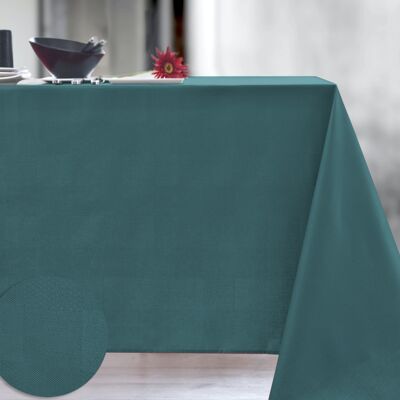 Coated damask tablecloth - Mini tactile Abyss Blue ROUND 160
