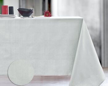 Nappe Damassé enduit - Mini tactile Brume RONDE 160