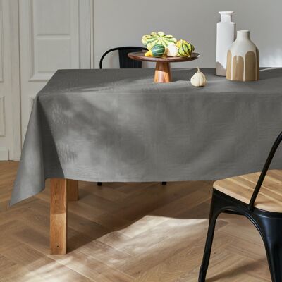 Nappe Damassé enduit - Savane Gris RECT 160x350