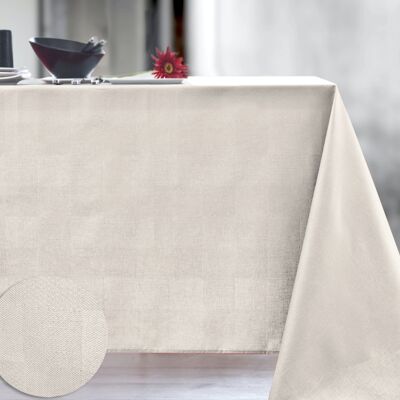 Coated damask tablecloth - Mini tactile Ivory ROUND 160