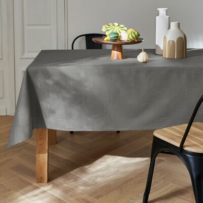 Coated damask tablecloth - Savane Gris CARRE 160x160
