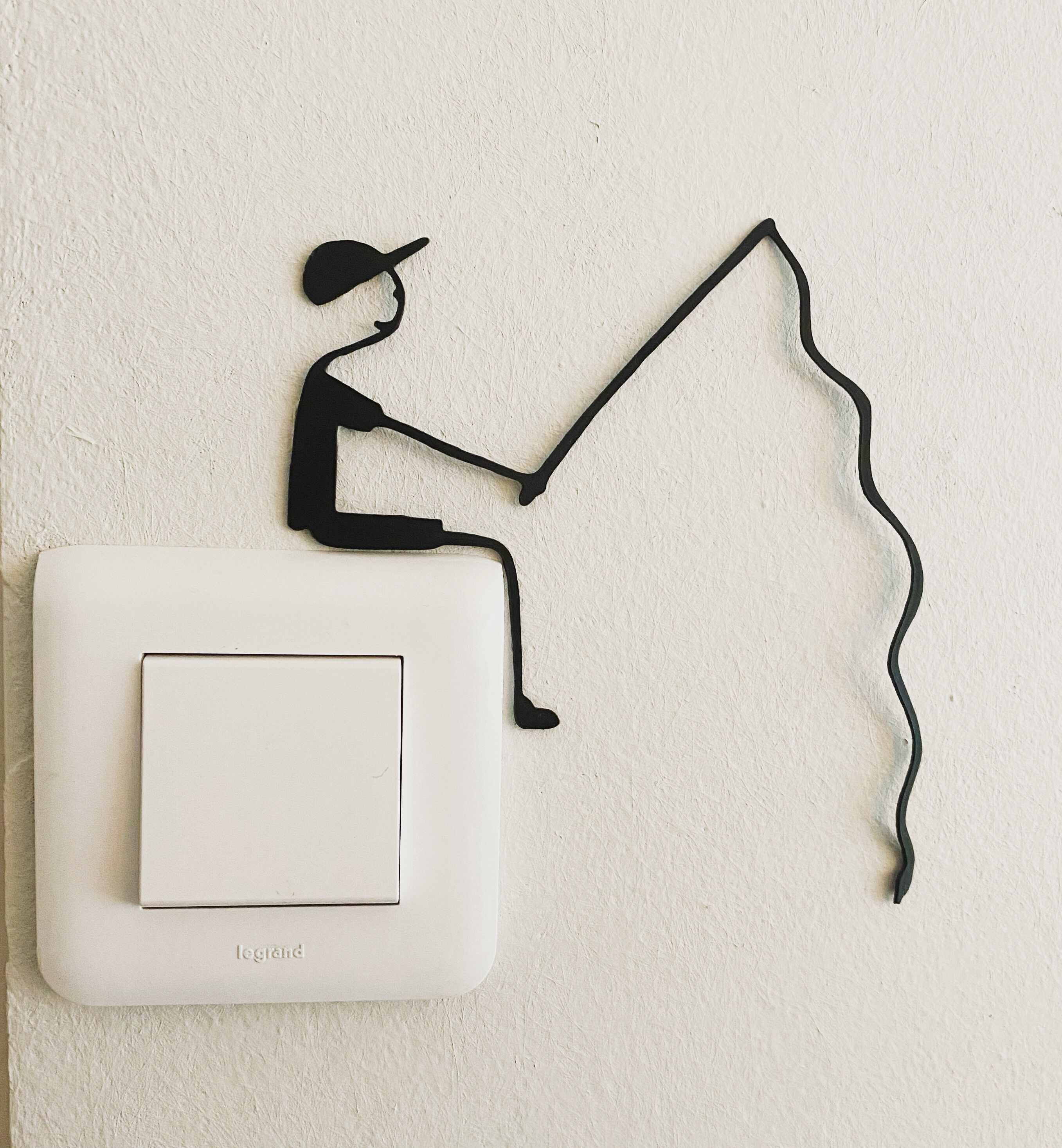 Fisherman, black PLA wall decoration