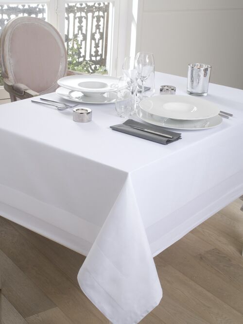 Nappe coton - Bande Satin Blanc RECT 150x200