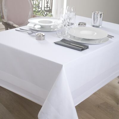 Cotton tablecloth - White Satin Band RECT 150x200