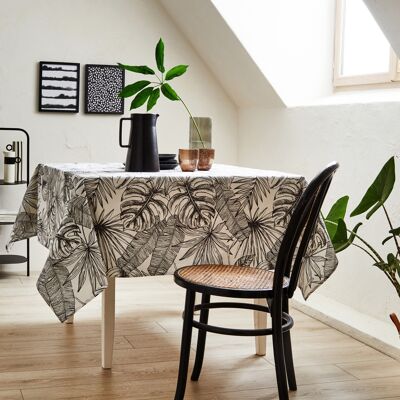 Coated cotton tablecloth - Bali White RECT 160x200