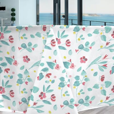 Coated cotton tablecloth - Ariette Aqua RECT 160x350