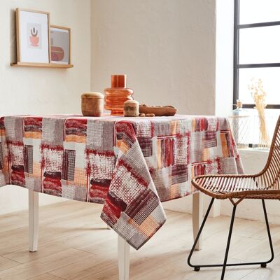 Coated cotton tablecloth - Brush Red RECT 160x200