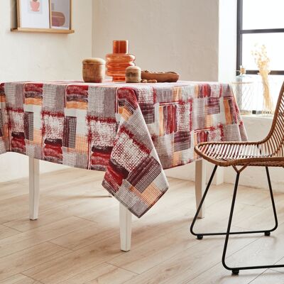 Tischdecke aus beschichteter Baumwolle - Brush Red RECT 160x200