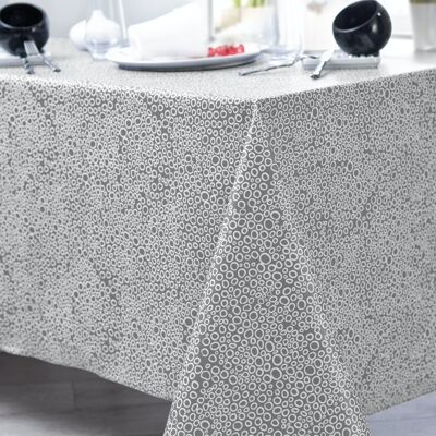 Coated cotton tablecloth - Bubble Gray RECT 160x250