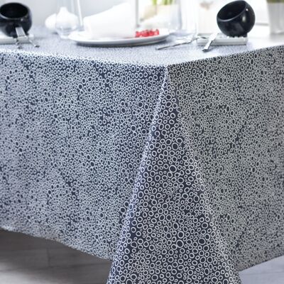 Coated cotton tablecloth - Bulle Navy RECT 160x200