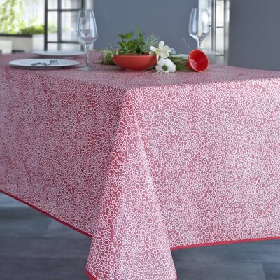 Coated cotton tablecloth - Bubble Red RECT 160x200