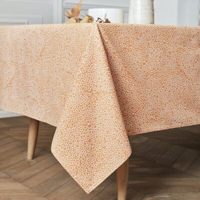 Coated cotton tablecloth - Bubble Safran SQUARE 160x160