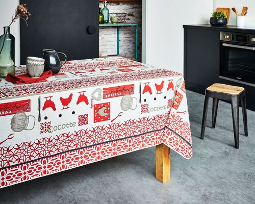 Nappe coton enduit - Cocotte Rouge RECT 160x350