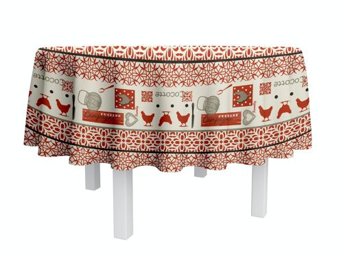 Nappe coton enduit - Cocotte Rouge RONDE 160