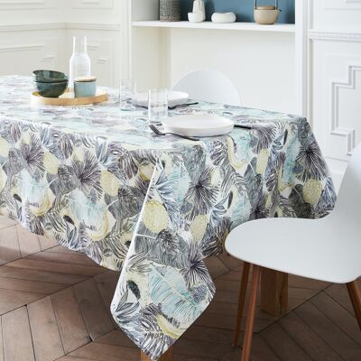 Coated cotton tablecloth - Ecuador Blue RECT 160x200