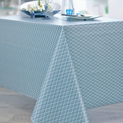 Coated cotton tablecloth - Gatsby Petrole RECT 160x200