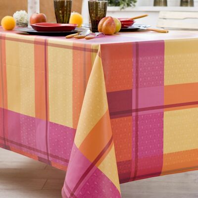 Coated cotton tablecloth - Indila Raspberry RECT 160x300