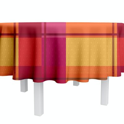 Coated cotton tablecloth - Indila Raspberry ROUND 160