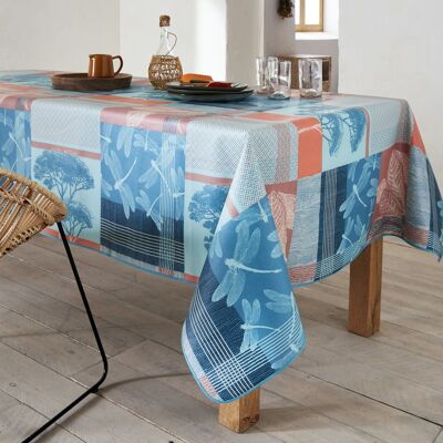 Coated cotton tablecloth - Dragonfly Coral RECT 160x300