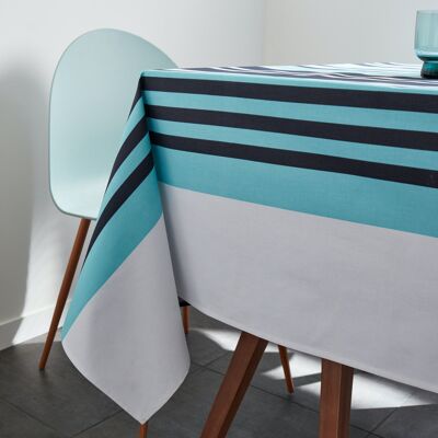 Coated cotton tablecloth - Luz Bleu RECT 160x350