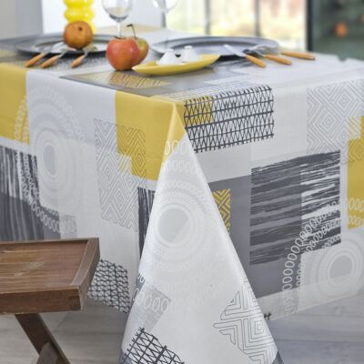 Tischdecke aus beschichteter Baumwolle - Magic Ethno Granit CARRE 160x160