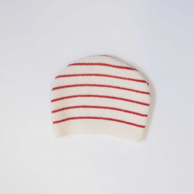 Beanie aus Wollmischung - Ecru/Rot - Kollektion "Little Sailors".