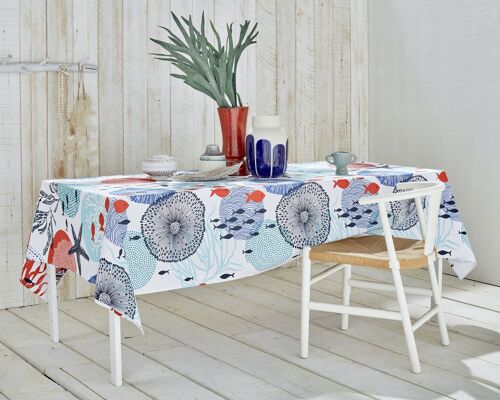 Nappe coton enduit - Nautique Bleu RECT 160x250