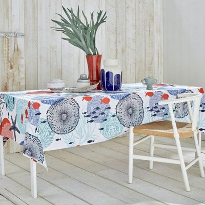 Coated cotton tablecloth - Nautical Blue RECT 160x300