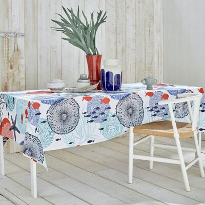 Coated cotton tablecloth - Nautical Blue RECT 160x350