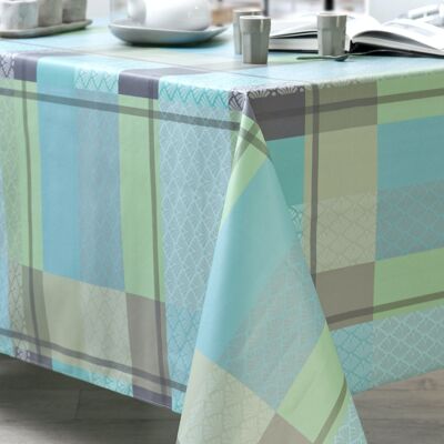 Coated cotton tablecloth - Palm Azur RECT 160x200