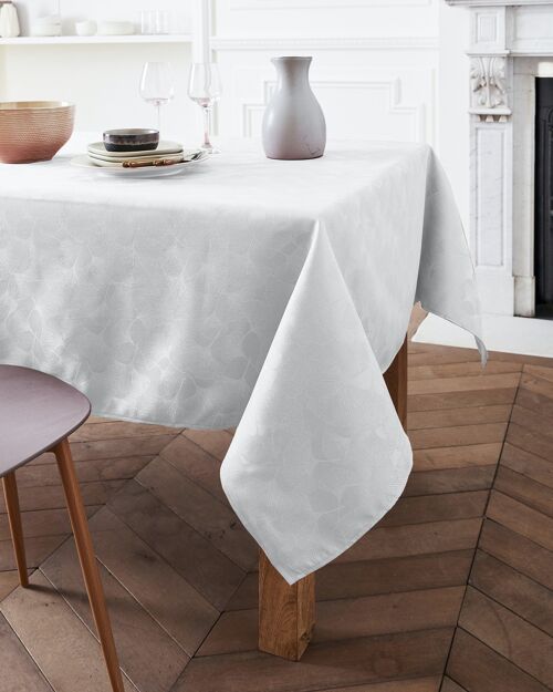 Nappe Damassé - Abanico Blanc OVALE 160x240