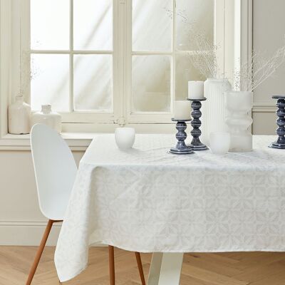 Nappe Damassé - Cristal Blanc Or CARRE 160x160