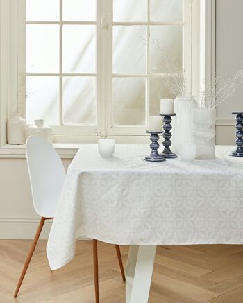 Nappe Damassé - Cristal Blanc Or CARRE 160x160