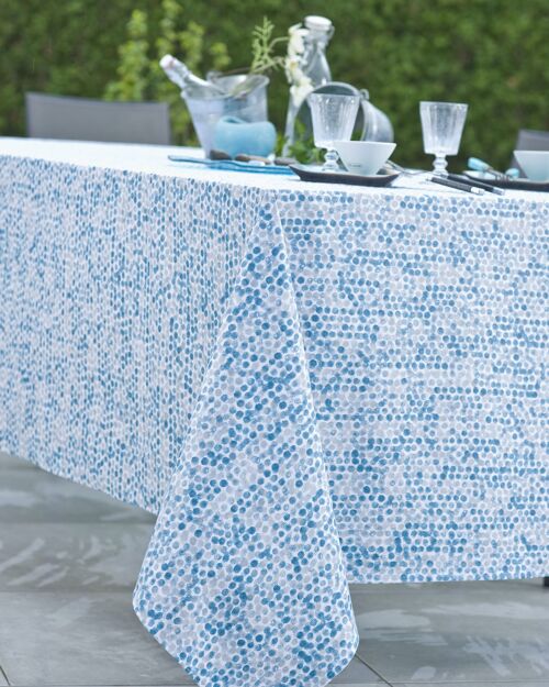 Nappe coton enduit - Perle Bleu CARRE 160x160